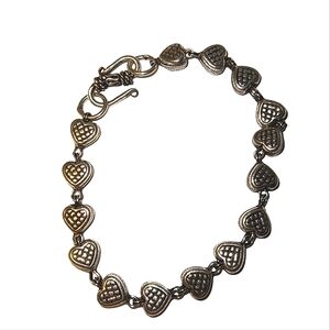 Heart Bracelet in Textured Silver-plated Copper w/ Bali-style Details